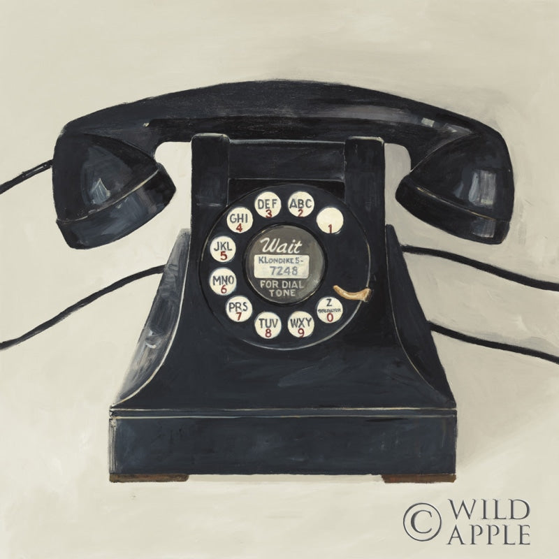 Reproduction of Classic Telephone on Cream by Avery Tillmon - Wall Decor Art