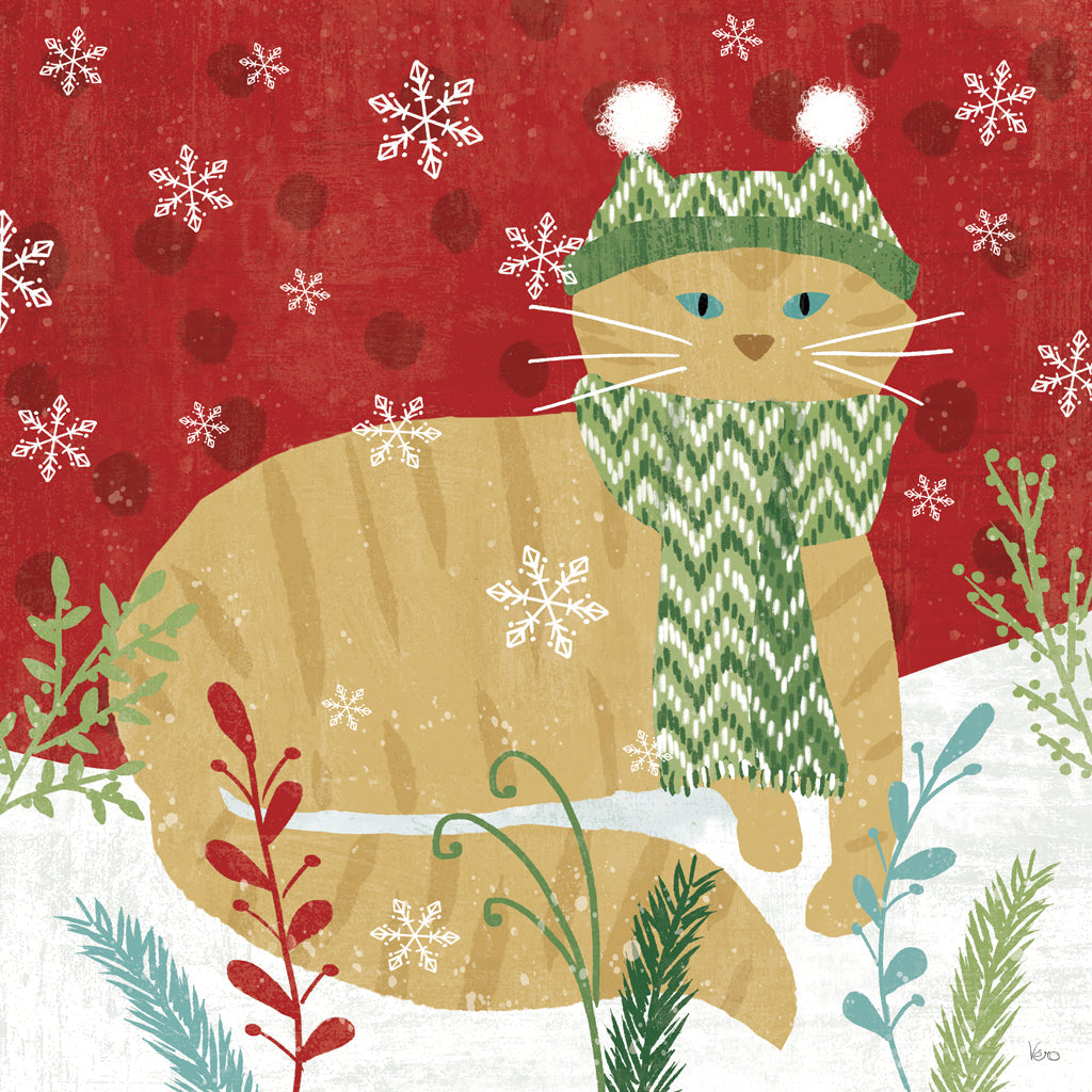 Reproduction of Purrfect Holiday III by Veronique Charron - Wall Decor Art