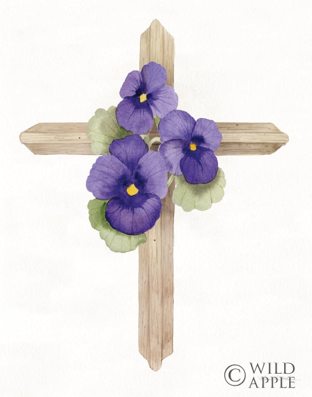 Reproduction of Easter Blessing Cross II Violets by Kathleen Parr McKenna - Wall Decor Art