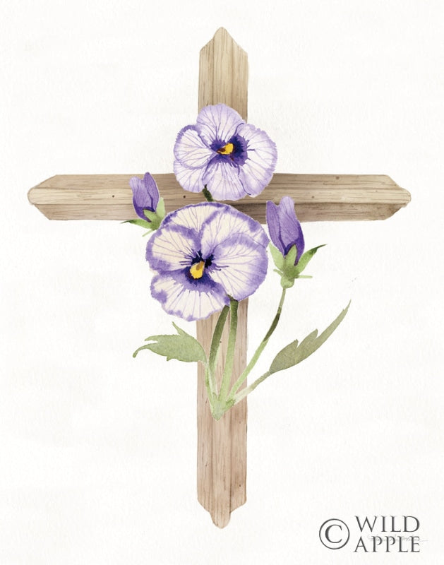 Reproduction of Easter Blessing Cross II Pansies by Kathleen Parr McKenna - Wall Decor Art