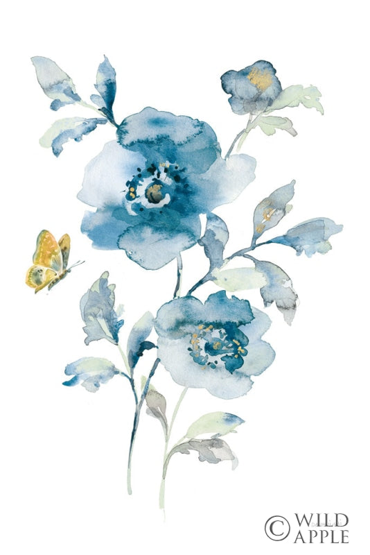 Reproduction of Blues of Summer II Gilded v2 by Danhui Nai - Wall Decor Art
