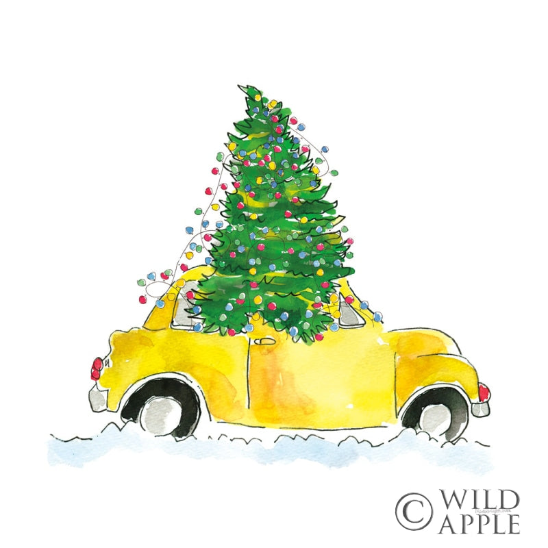 Reproduction of Holiday Taxi by Mercedes Lopez Charro - Wall Decor Art
