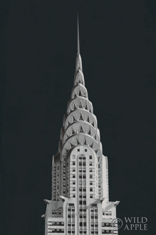 Reproduction of Chrysler Building on Black by Wild Apple Portfolio - Wall Decor Art