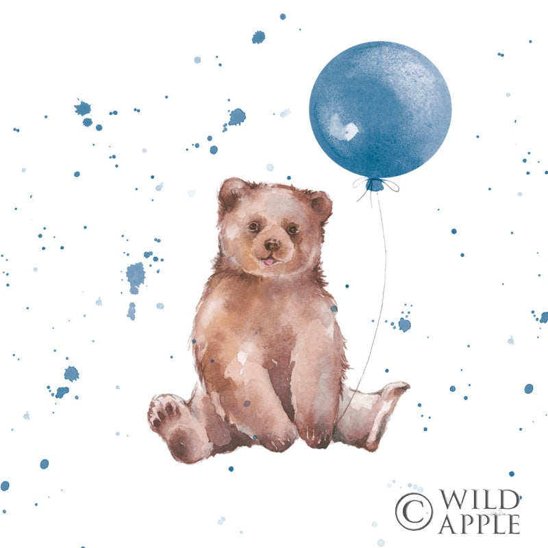 Reproduction of Festive Bear Blue Sq by Katrina Pete - Wall Decor Art