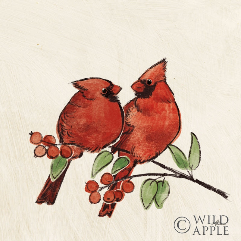 Reproduction of Christmas Lovebirds IX No Gold by Janelle Penner - Wall Decor Art