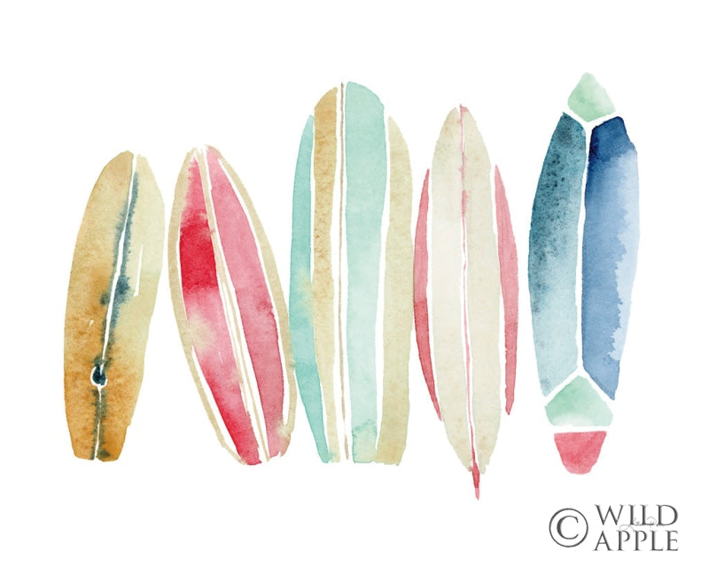 Reproduction of Surfboards in a Row by Katrina Pete - Wall Decor Art