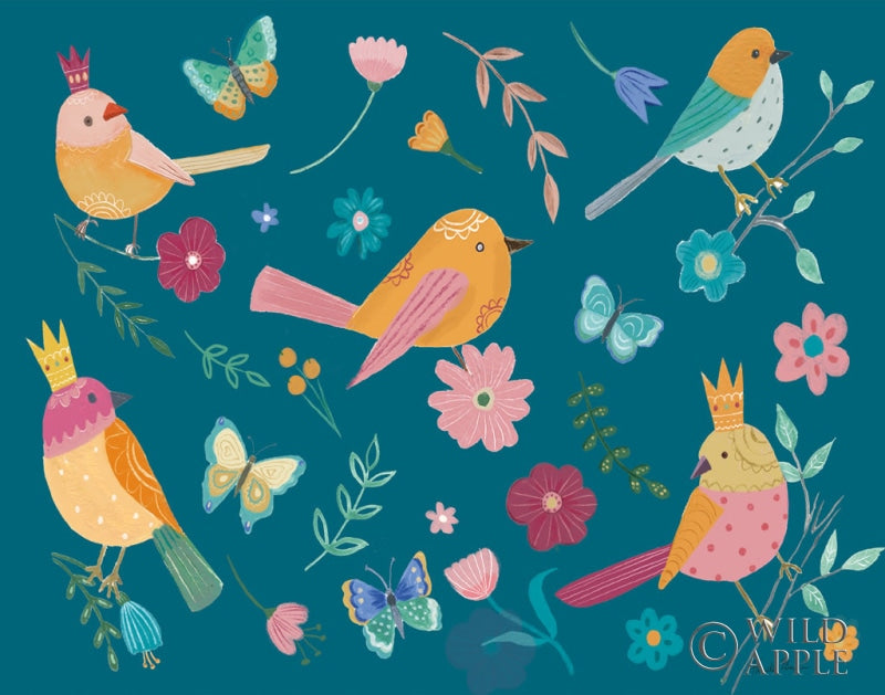 Reproduction of Royal Birds I Blue by Farida Zaman - Wall Decor Art