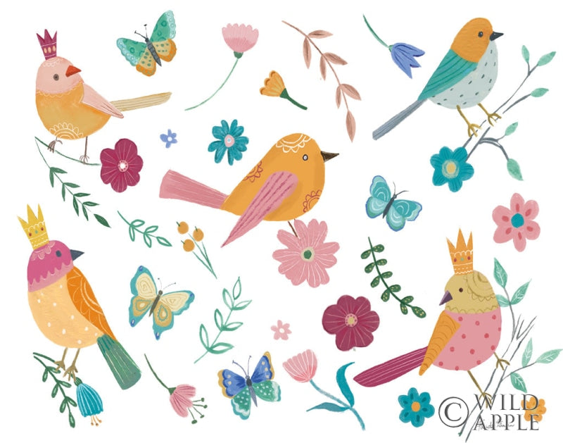 Reproduction of Royal Birds I White by Farida Zaman - Wall Decor Art