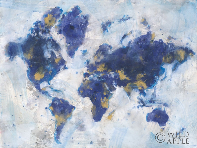 Reproduction of Indigo World Map by Danhui Nai - Wall Decor Art