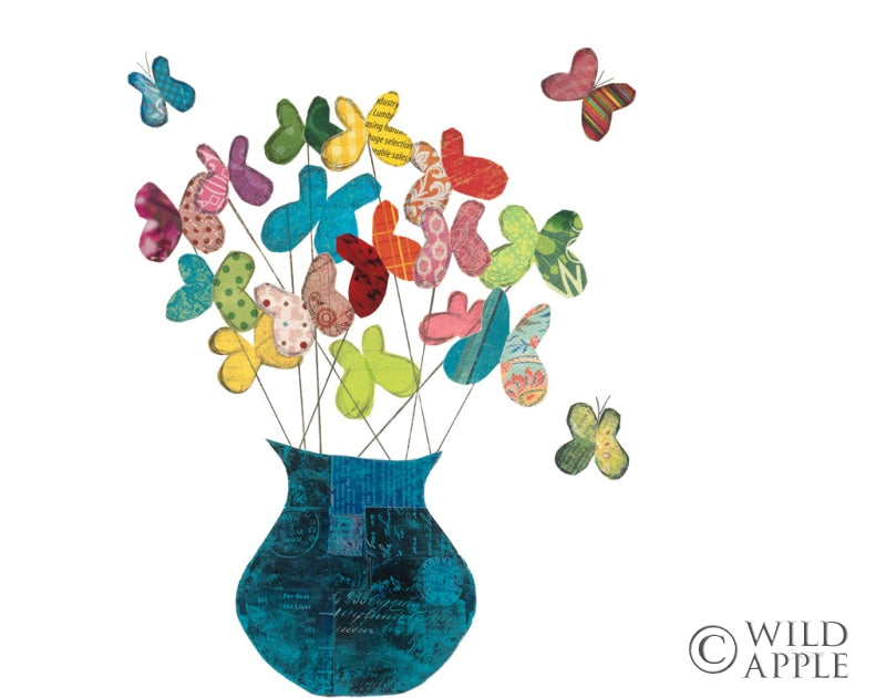 Reproduction of Butterfly Bouquet on White by Courtney Prahl - Wall Decor Art