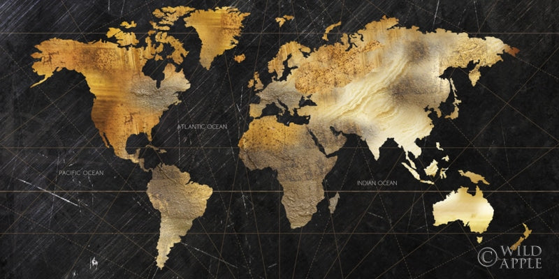 Reproduction of Dramatic World Map Crop by Omar Escalante - Wall Decor Art