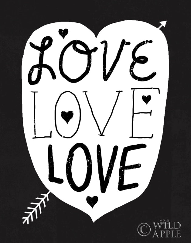 Reproduction of Love Love Love Black by Michael Mullan - Wall Decor Art