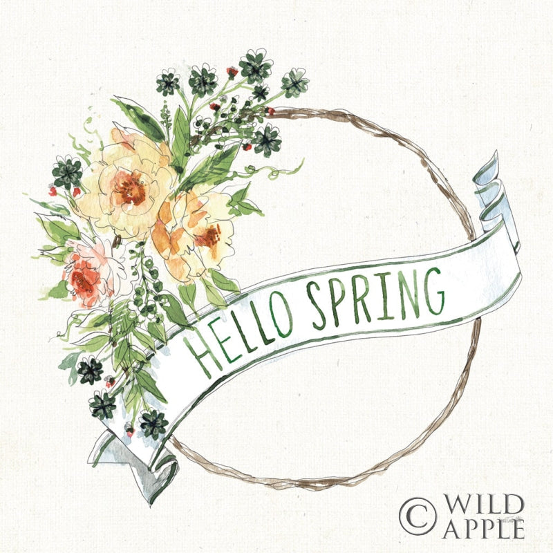 Reproduction of Hello Spring Wreath by Anne Tavoletti - Wall Decor Art