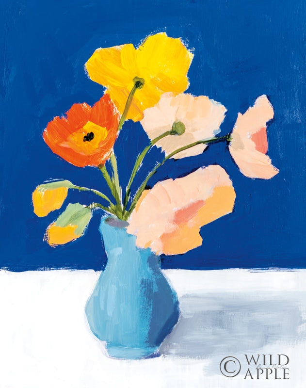 Reproduction of Poppies on Blue Crop by Pamela Munger - Wall Decor Art