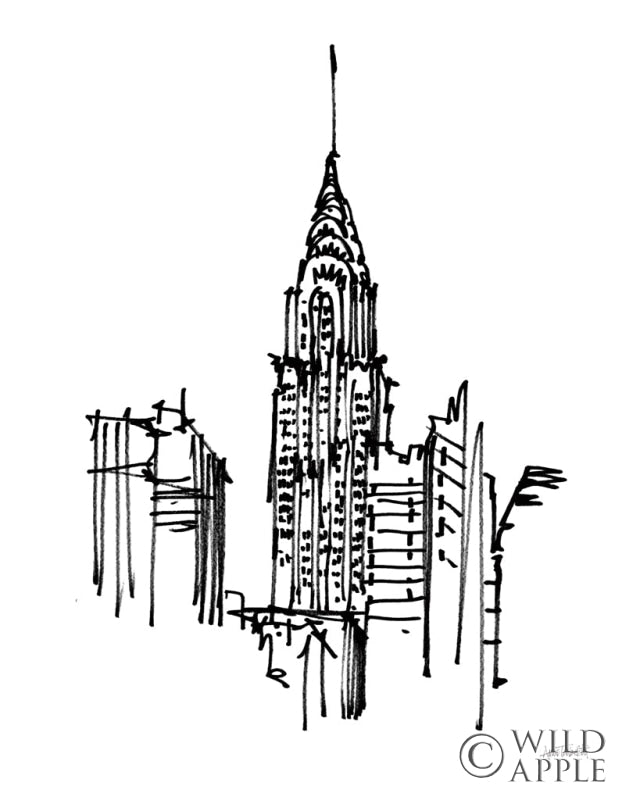 Reproduction of Chrysler Building Sketch by Anne Tavoletti - Wall Decor Art