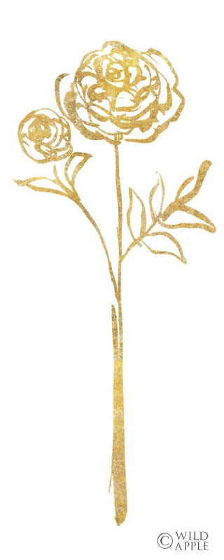 Reproduction of Floral Line I White Gold by Sue Schlabach - Wall Decor Art