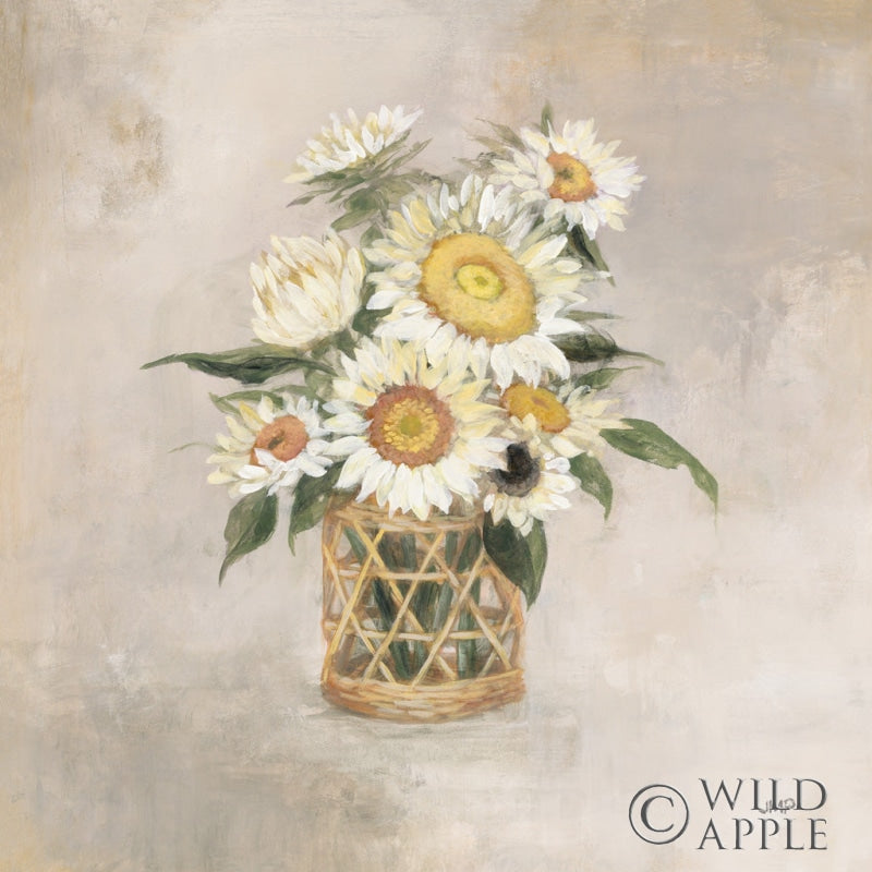 Reproduction of Sunflowers in Rattan by Julia Purinton - Wall Decor Art