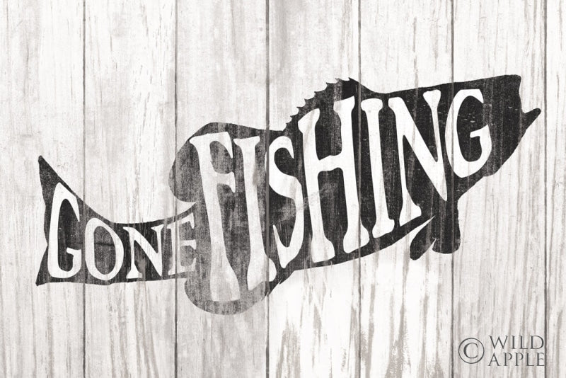 Reproduction of Gone Fishing Sign by Wild Apple Portfolio - Wall Decor Art