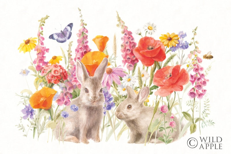 Reproduction of Wildflowers in Bloom I Bunny by Danhui Nai - Wall Decor Art