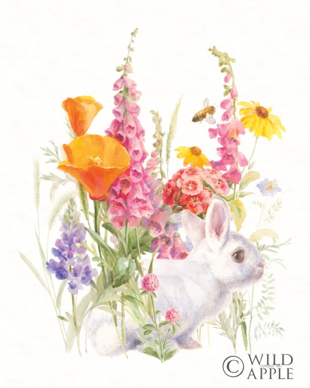 Reproduction of Wildflowers in Bloom II Bunny by Danhui Nai - Wall Decor Art