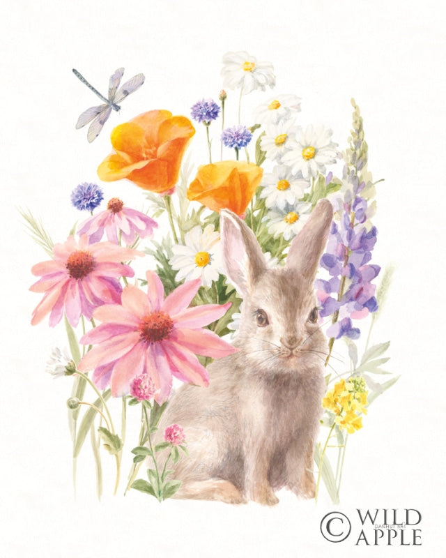 Reproduction of Wildflowers in Bloom IV Bunny by Danhui Nai - Wall Decor Art