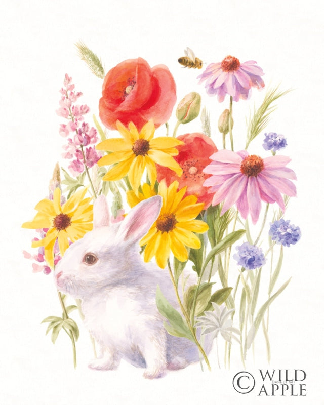 Reproduction of Wildflowers in Bloom V Bunny by Danhui Nai - Wall Decor Art