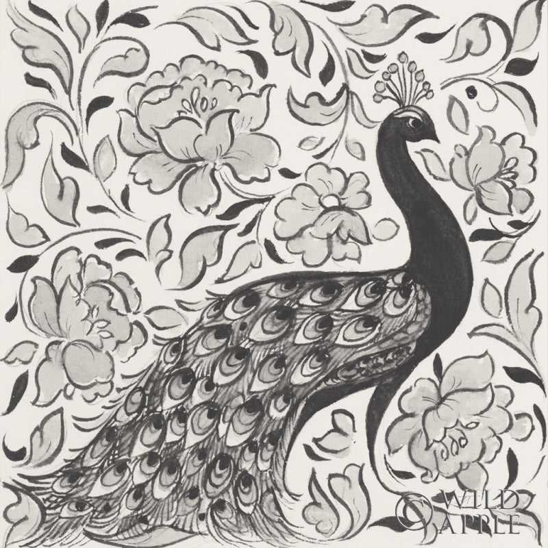 Reproduction of Peacock Garden IV BW by Miranda Thomas - Wall Decor Art