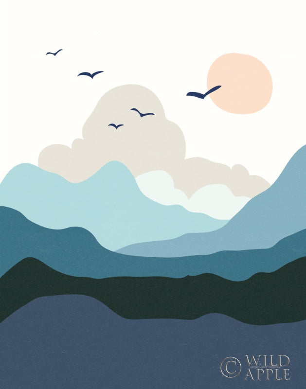 Reproduction of Hills and Valleys II Blue by Sara Zieve Miller - Wall Decor Art