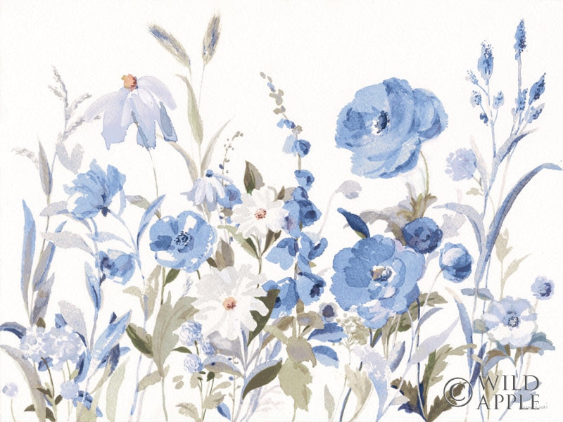 Reproduction of Blue Boho Wildflowers by Danhui Nai - Wall Decor Art