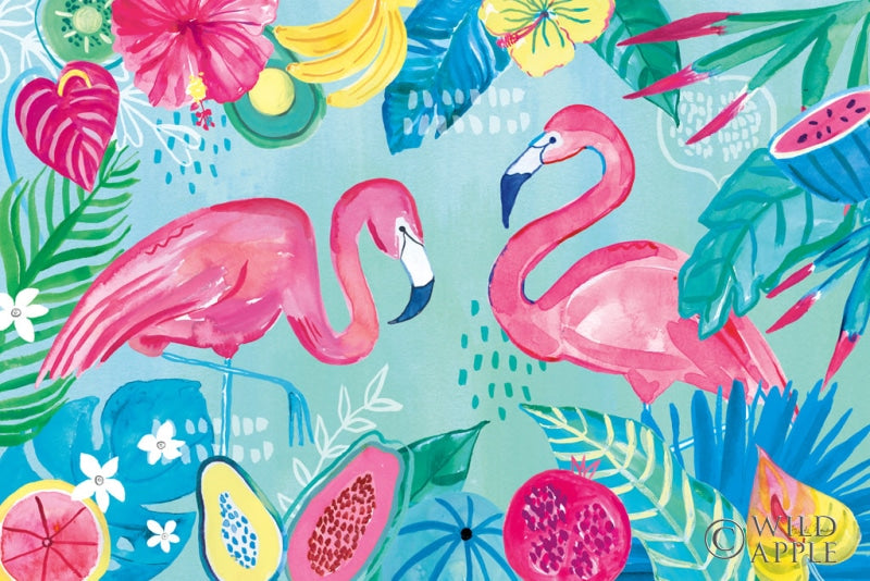 Reproduction of Fruity Flamingos I by Farida Zaman - Wall Decor Art