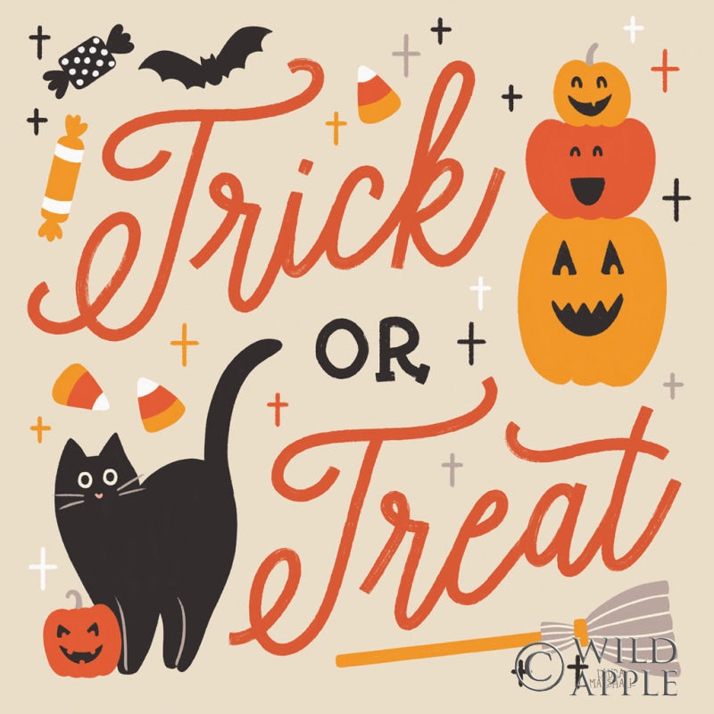 Reproduction of Trick or Treat II with Black by Laura Marshall - Wall Decor Art