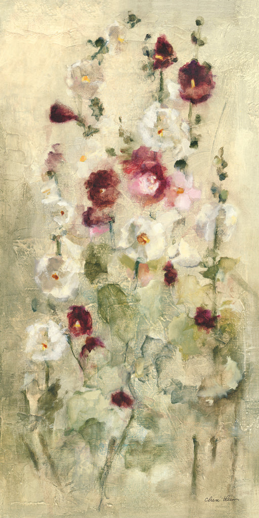 Reproduction of Hollyhocks Panel II by Cheri Blum - Wall Decor Art