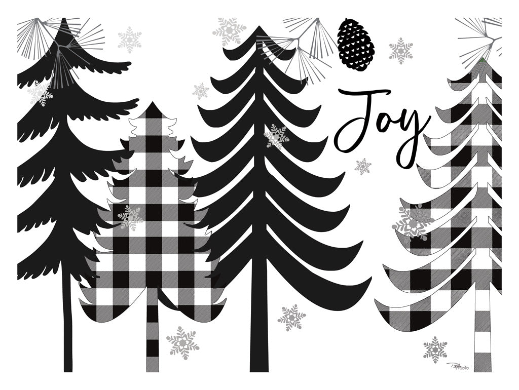 Reproduction of Woodland Christmas VII Black Plaid by Pela Studio - Wall Decor Art