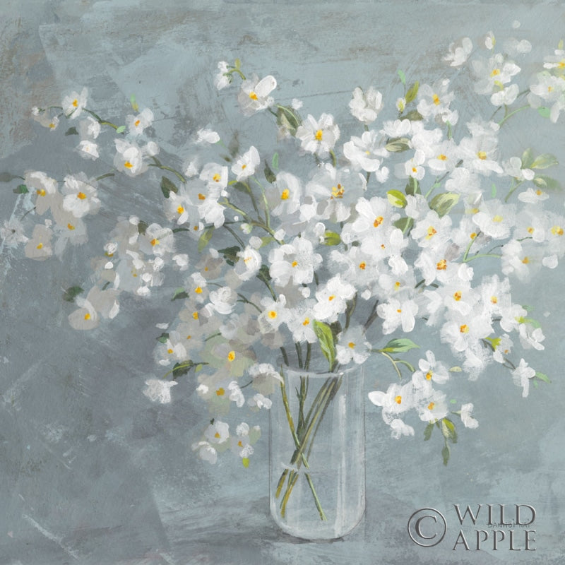 Reproduction of Fresh White Bouquet Gray Crop by Danhui Nai - Wall Decor Art