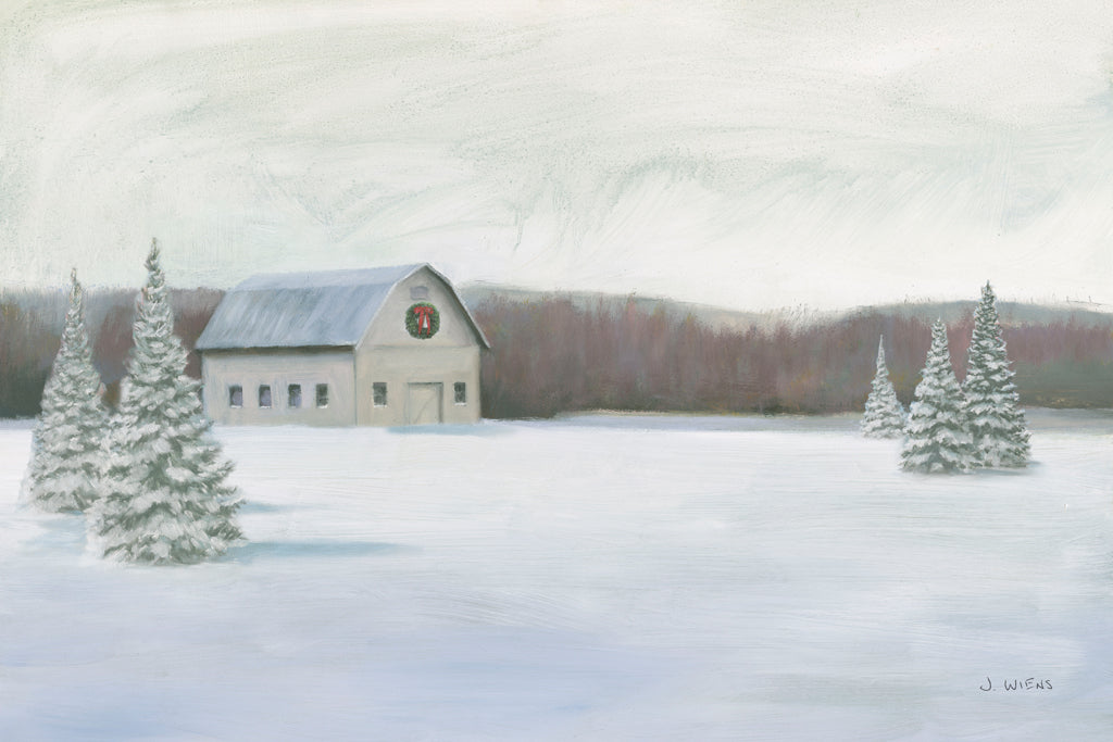 Reproduction of Holiday Winter Barn by James Wiens - Wall Decor Art