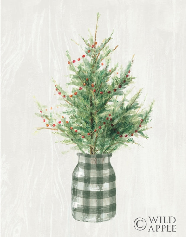 Reproduction of White and Bright Christmas Tree II Plaid by Danhui Nai - Wall Decor Art
