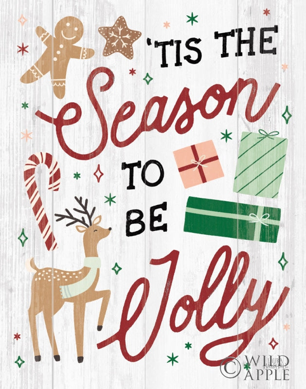 Reproduction of Reindeer Holiday III Shiplap by Laura Marshall - Wall Decor Art