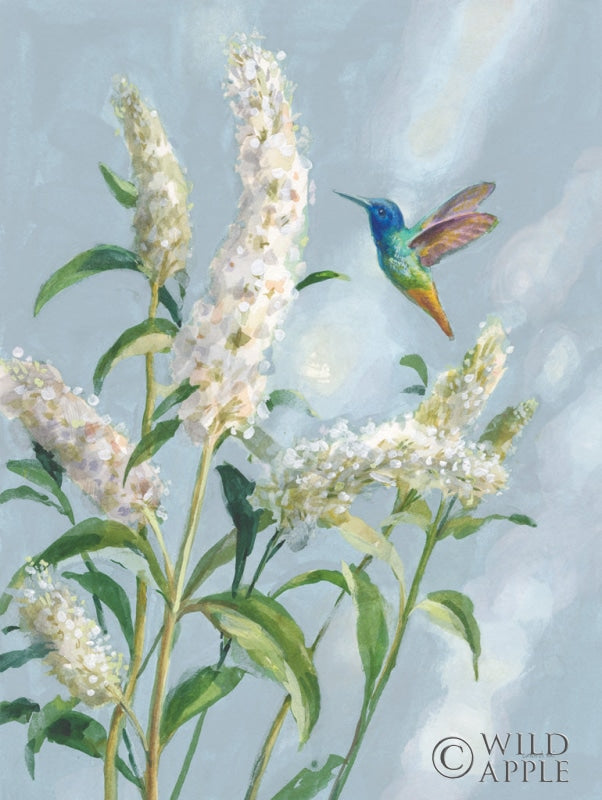 Reproduction of Hummingbird Spring II Soft Blue by Danhui Nai - Wall Decor Art