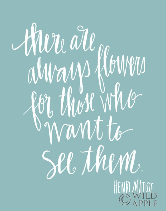 Reproduction of There are Flowers on Blue by Cheryl Warrick - Wall Decor Art