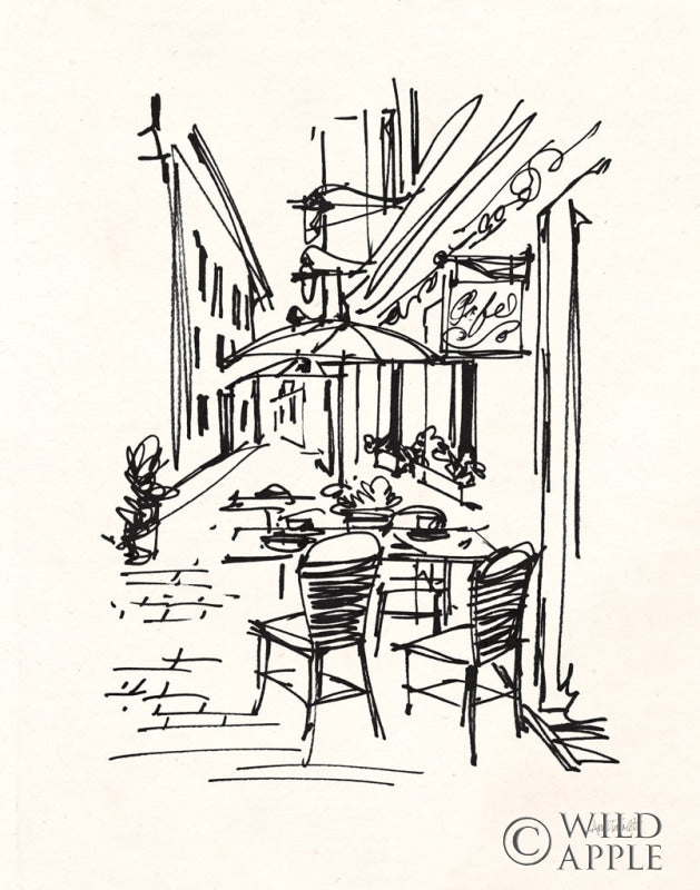 Reproduction of Cafe Sketch II on Cream by Anne Tavoletti - Wall Decor Art