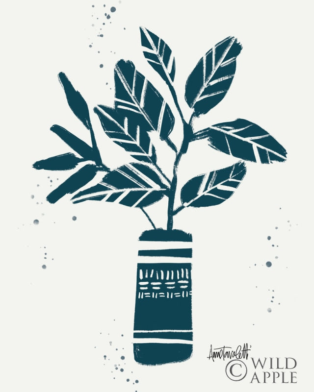 Reproduction of Monochrome Blue Botanical Sketches VI by Anne Tavoletti - Wall Decor Art