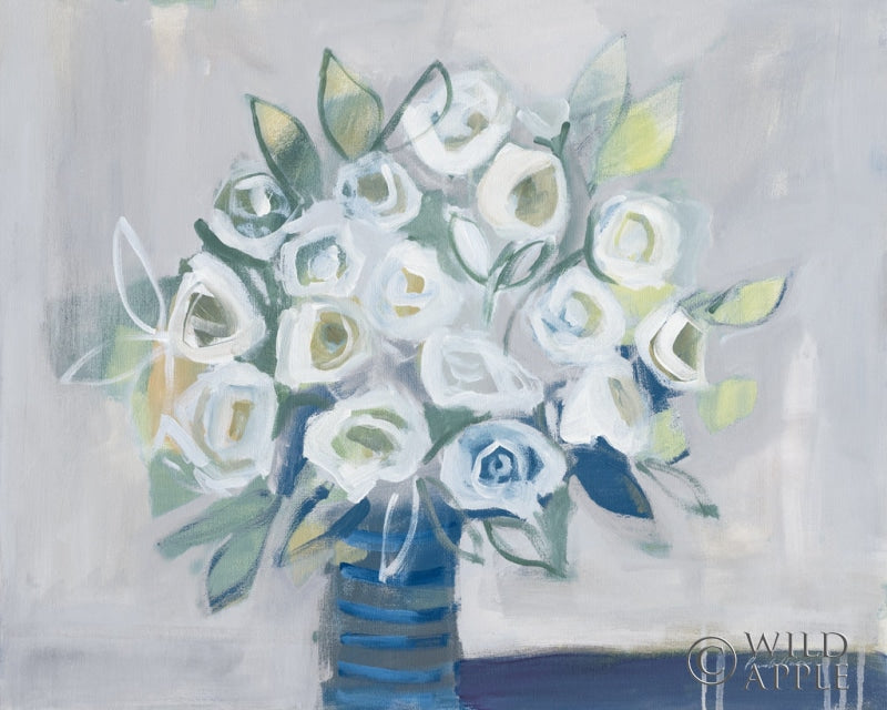 Reproduction of White Roses on Gray by Pamela Munger - Wall Decor Art