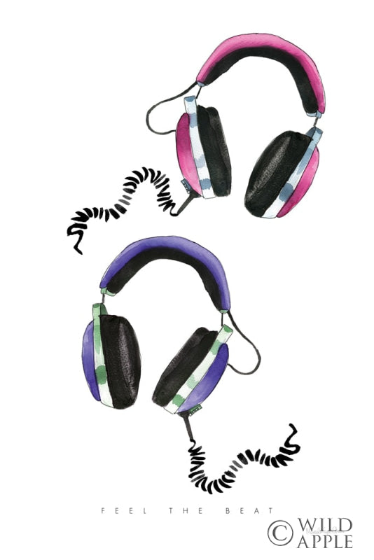 Reproduction of Headphones Love by Mercedes Lopez Charro - Wall Decor Art