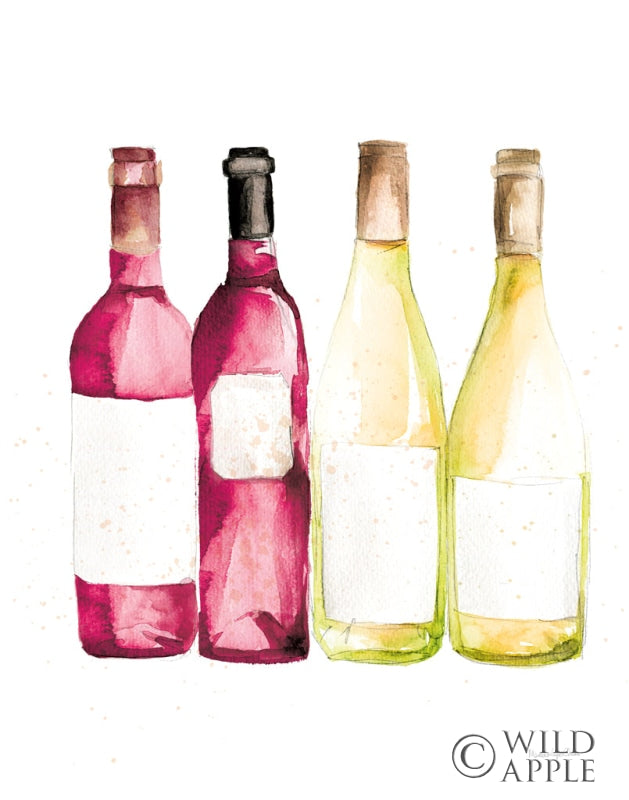 Reproduction of Pop the Cork III Red and White Wine by Mercedes Lopez Charro - Wall Decor Art