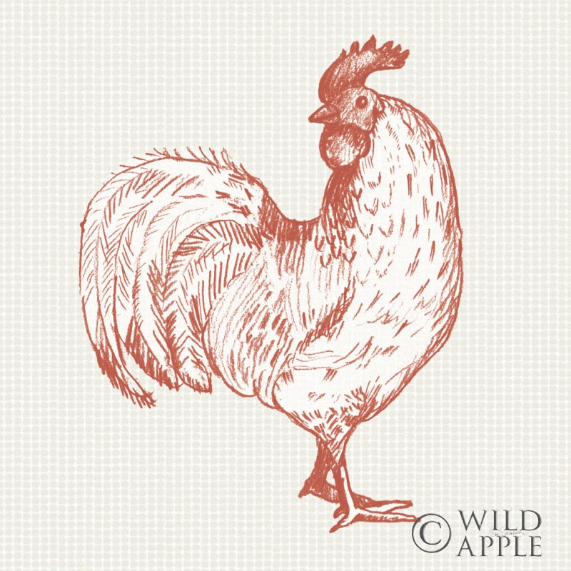 Cottage Rooster III Red