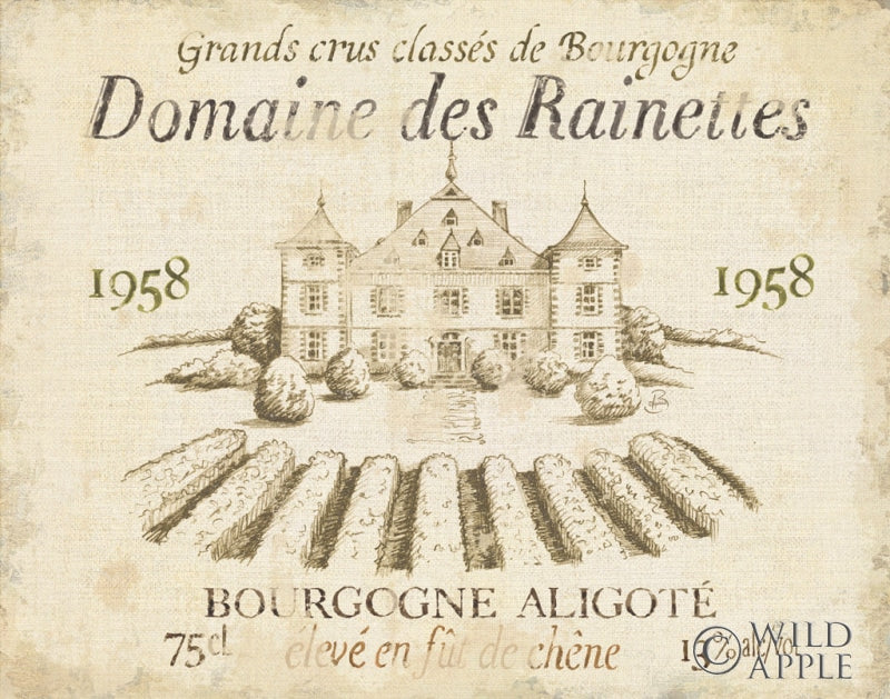Reproduction of French Wine Label III Cream by Daphne Brissonnet - Wall Decor Art
