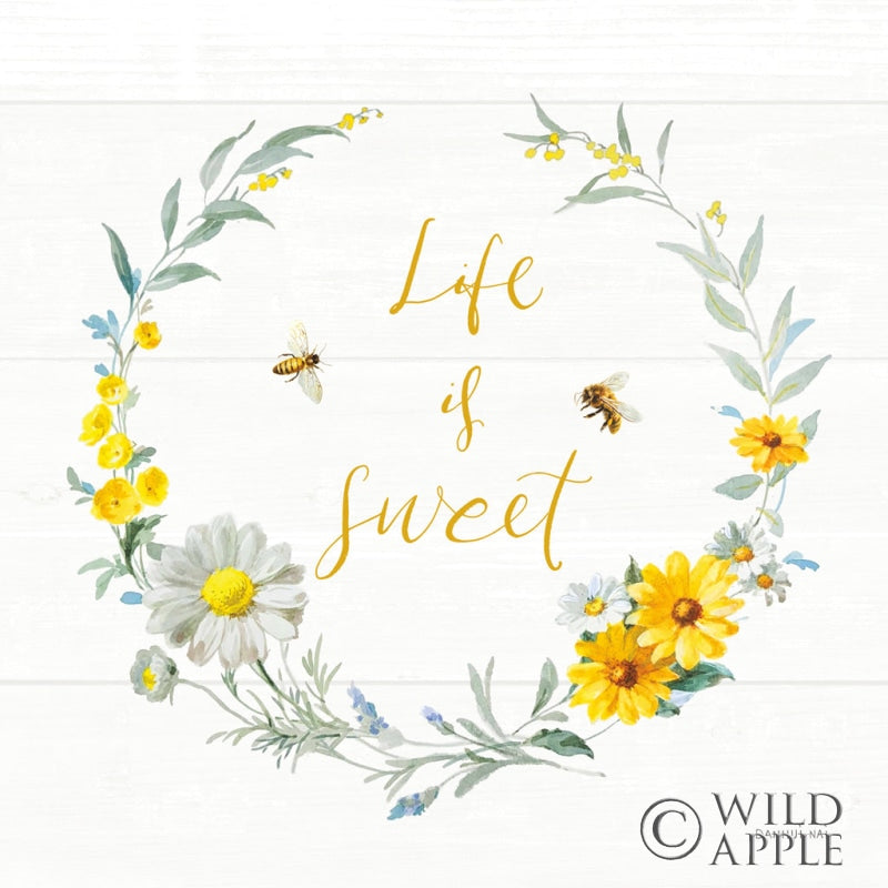 Reproduction of Bees and Blooms_Life is Sweet Wreath by Danhui Nai - Wall Decor Art
