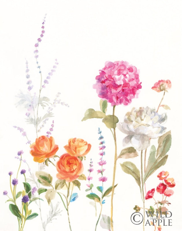 Reproduction of Picket Fence Flowers II by Danhui Nai - Wall Decor Art