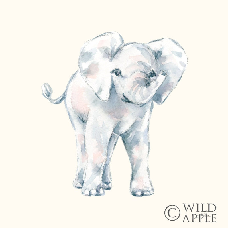 Reproduction of Baby Elephant on Cream by Katrina Pete - Wall Decor Art