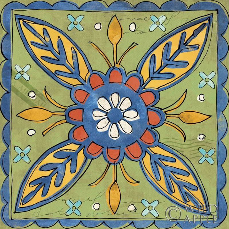 Reproduction of Tuscan Sun Tiles III Color Talavera by Anne Tavoletti - Wall Decor Art